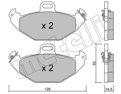 Гальмівні колодки, дискове гальмо (набір) Metelli 2206340