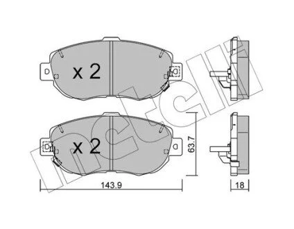 Гальмівні колодки, дискове гальмо (набір) Metelli 2207560