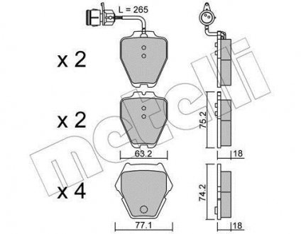 Комплект гальмівних колодок (дискових) Metelli 22-0774-0