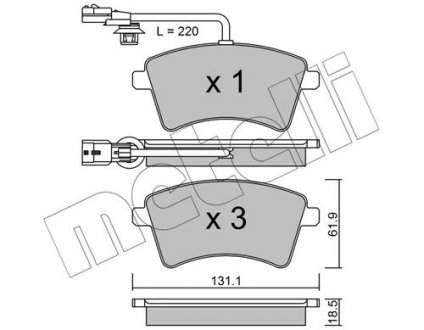 Колодки тормозные (передние) Renault Kangoo 1.2 TCe/1.5 dCi/1.6 16V 08- Metelli 22-0812-1