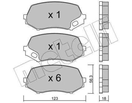 Гальмівні колодки, дискове гальмо (набір) Metelli 2208740 (фото 1)