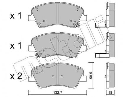 Комплект гальмівних колодок (дискових) 22-1167-0 Metelli 2211670 (фото 1)