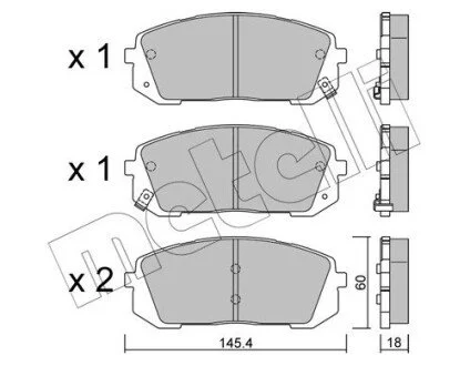 Колодки гальмівні (передні) Hyundai Elantra 20-/Sonata VIII/Kia Optima V 19- Metelli 2212980 (фото 1)