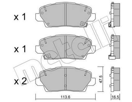 Колодки гальмівні (передні) Hyundai Kona 19-/Kia Picanto 17- Metelli 2213020