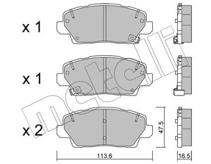 Колодки гальмівні (передні) Hyundai Kona 19-/Kia Picanto 17- Metelli 2213020 (фото 1)