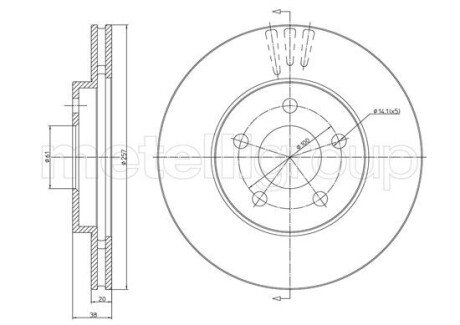 TARCZA HAM.PRZOD 257X20 V Metelli 231629C