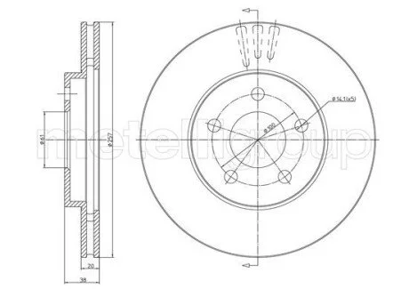 TARCZA HAM.PRZOD 257X20 V Metelli 231629C