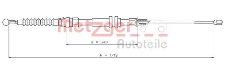 Трос ручника (задній) VW Caddy 04- (1713/549mm) METZGER 107432
