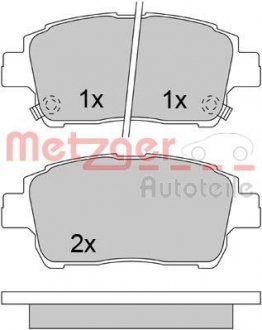 Колодки гальмівні (передні) Toyota Corolla 01-08/Prius 03-09/Yaris 99-05 METZGER 1170322