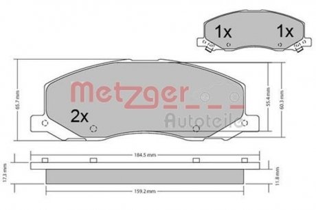 Колодки гальмівні (передні) Opel Insignia A 08-17 (TRW) METZGER 1170468