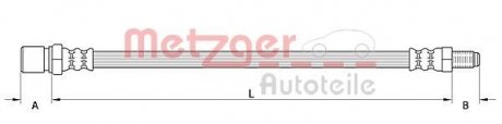 Шланг гальмівний (задній) VW T2 1.6-2.0 68-79 (290mm) METZGER 4110559 (фото 1)