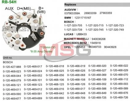 Фото выпрямитель диодный MOBILETRON RB54H Выпрямитель диодный MOBILETRON RB54H