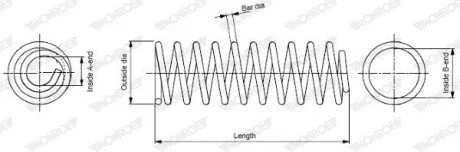 VW Пружина подвески передн.Golf IV 2.3,Seat Toledo 1.9TDI/2.3,Leon 99- MONROE SP3186