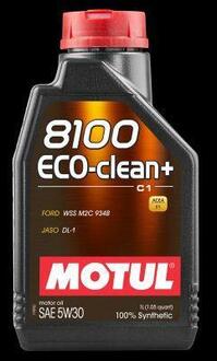 Масло моторне синтетичне "8100 Eco-clean+ 5W30", 1л MOTUL 101580 (фото 1)