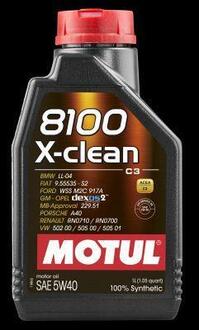 Масло моторне синтетичне "8100 X-Clean 5W-40", 1л MOTUL 102786 (фото 1)