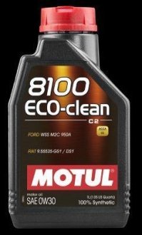 Масло моторное синт 8100 eco-clean 0w-30 sn c2, 1л MOTUL 102888