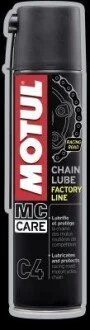 Смазка всех типов цепей дорожных спортивных мотоциклов C4 Chain Lube Factory Line 400 мл MOTUL 102983 (фото 1)