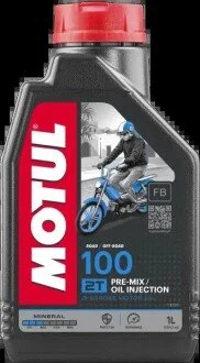 Масло для 2-х тактных двигателей минеральное "100 2T" 1 л MOTUL 104024