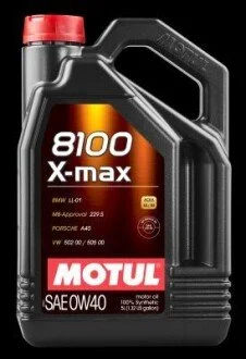 Масло моторное синтетическое "8100 X-MAX 0W-40", 5л MOTUL 104533