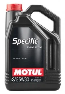 Масло моторное синтетическое "Specific vw 504.00 / 507.00 5w30 4x5l" 5л (101476=1063 MOTUL 106375