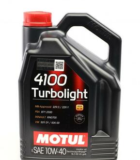 Моторное масло 4100 Turbolight 10W-40 полусинтетическое 5 л MOTUL 387606 (фото 1)