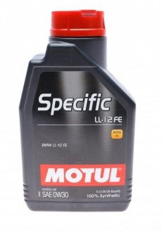 Моторное масло Specific LL-12 Fe 0W-30 синтетическое 1 л MOTUL 832601 (фото 1)
