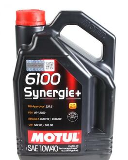 Моторное масло 6100 Synergie+ 10W-40 полусинтетическое 4 л MOTUL 839441