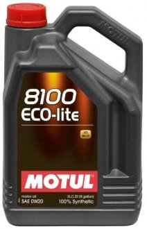 Моторное масло 8100 Eco-Lite 0W-20 синтетическое 5 л MOTUL 841151 (фото 1)