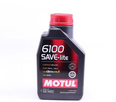 Моторное масло 6100 Save-Lite 5W-20 синтетическое 1 л MOTUL 841311
