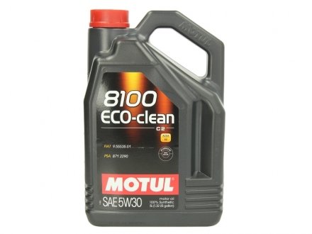 Моторна олія 8100 Eco-Clean+ 5W-30 синтетична 5 л MOTUL 842551 (фото 1)