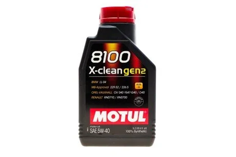 Моторное масло 8100 X-Clean gen2 5W-40 синтетическое 1 л MOTUL 854111