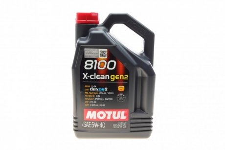 Моторное масло 8100 X-Clean 5W-40 синтетическое 5 л MOTUL 854151 (фото 1)
