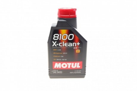 Моторное масло 8100 X-Clean+ 5W-30 синтетическое 1 л MOTUL 854711 (фото 1)