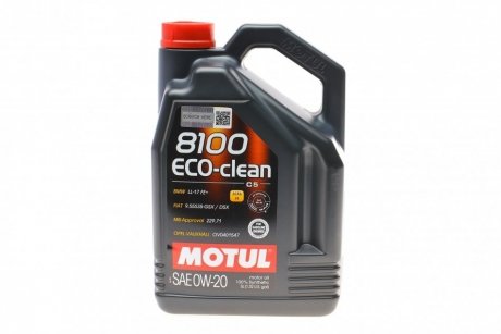 Моторна олія 8100 Eco-Clean 0W-20 синтетична 5 л MOTUL 868151 (фото 1)