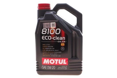 Моторное масло 8100 Eco-Clean 0W-20 синтетическое 5 л MOTUL 868151
