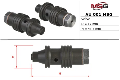 Клапан насоса ГУР VW PASSAT B5 96-05; AUDI A6 94-04, A8 94-02, 80 78-95, A4 95-01; MERCEDES-BENZ Sprinter 901-905 95-06, E-Class W124 84-95, MB100 88-92; BMW 3 E36 93-99, 3 E30 81-94; OPEL Omega B 93-03 MSG AU001VALVE (фото 1)