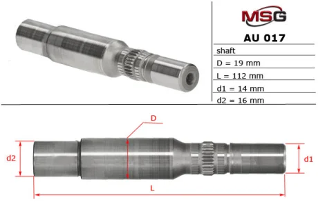 Вал насоса ГУР Alfa Romeo 159, Alfa Romeo Brera, Alfa Romeo Spider MSG AU017SHAFT