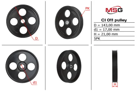 Шків насоса ГПК PEUGEOT PARTNER I 96-15,306 Break (7E, N3, N5) 97-00; CITROEN XSARA (N2) 97-05,XSARA (N1) 97-05 MSG CI011PUL
