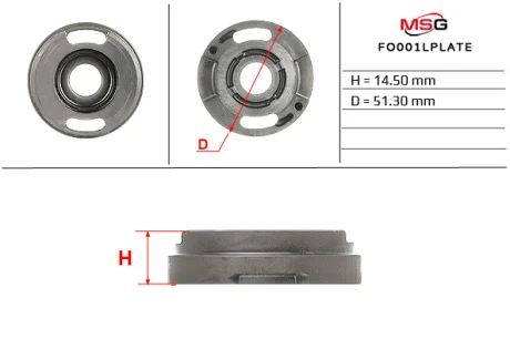 Плита насоса нижня ГУР FORD Fiesta 02-09, Focus I 98-04, Transit 00-06, C-MAX 02-10, Mondeo III 00-07, Fusion 02-12, Fiesta 96-01, Ka 96-08, Mondeo II 96-00; MAZDA 2 DY 03-07; DODGE Ram 01-08, Durango 03-09 MSG FO001LPLATE