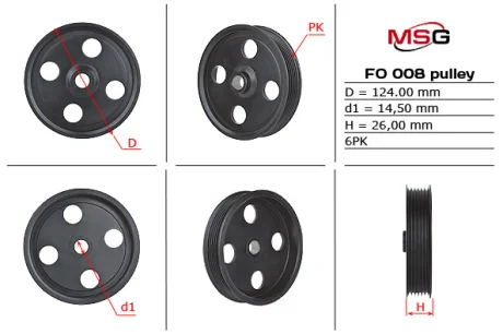 Шків насоса ГПК FORD FOCUS I (DNW) 99-04,FOCUS I (DFW) 99-04,FOCUS I (DAW, DBW) 98-04 MSG FO008PUL