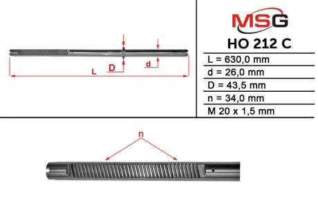 Шток рульової рейки з ГПК новий Honda CR-V 07-12, Acura RDX 12-18, Acura RDX 07-12 MSG HO212C