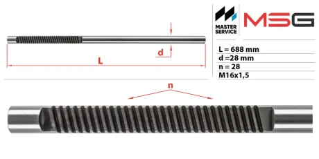 Шток рульової рейки без ГПК новий Renault Kadjar 15-22, Nissan Qashqai 14-22 MSG NI109C