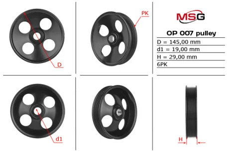Шків насоса ГПК OPEL OMEGA B 1994-2003,OMEGA B 1994-2003 MSG OP007PUL