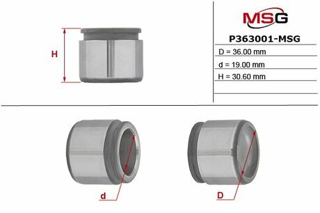 Поршень гальмівного супорту MERCEDES-BENZ CLC 08-11, CLK W208 97-02, CLK W209 02-10, C-Class W203 00-07, C-Class W202 93-00, E-Class W210 94-03, SLK R170 96-04, SLK R171 04-11 MSG P363001-MSG