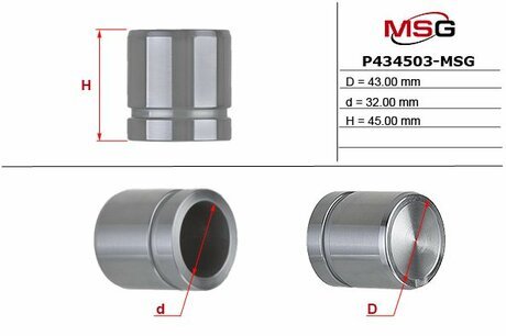 Поршень задн. супорта Mitsubishi Pajero Sport 98- (Sumitomo 43x45) MSG P434503-MSG