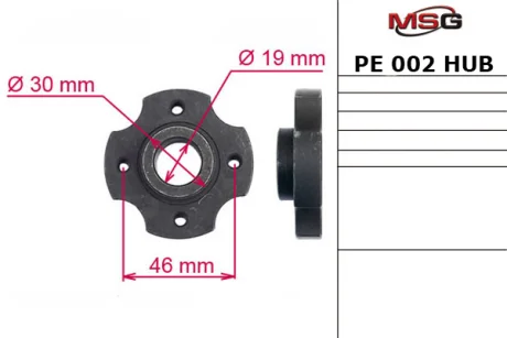 Маточина насоса ГПК PEUGEOT BOXER (ZCT) 94-02,BOXER (230P) 94-02; CITROEN JUMPER (230P) 94-02,JUMPER (230L) 94-02 MSG PE002HUB