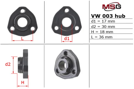 Маточина насоса ГПК SKODA OCTAVIA TOUR (1U5) 98-10; FORD GALAXY I (WGR) 95-06; SEAT INCA (6K9) 95-03 MSG VW003HUB