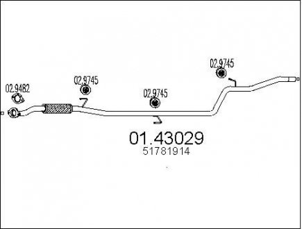 Проміжна труба вихл. системи MTS 01.43029