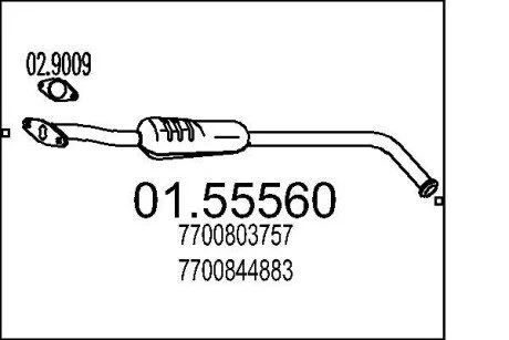 Глушник системи випуску (середній) MTS 0155560