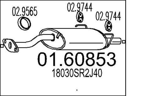 Фото 1 - глушник вихлопних газів (кінцевий) MTS 0160853 Глушник вихлопних газів (кінцевий) MTS 0160853 (фото 1)